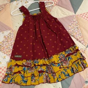 Matilda Jane Burgundy and Yellow Kids Dress